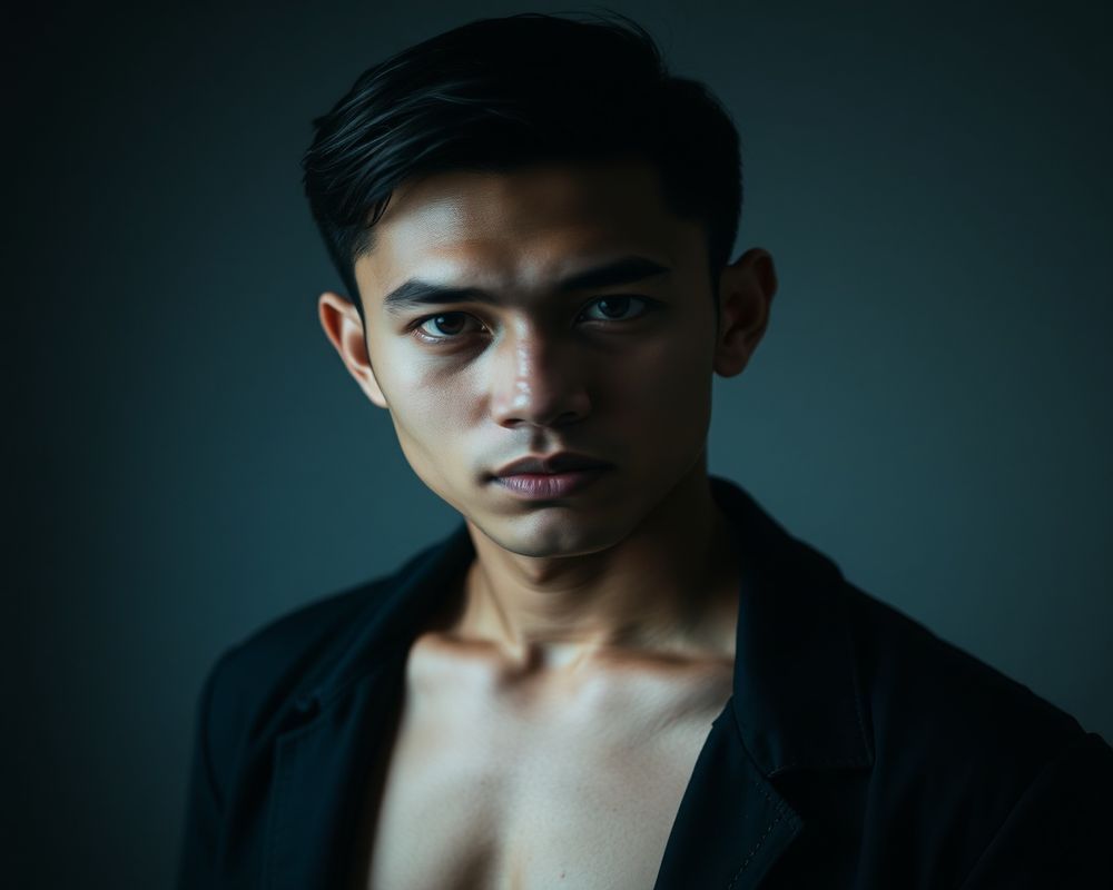 Rafael Santos artistic creative portrait with dramatic shadows