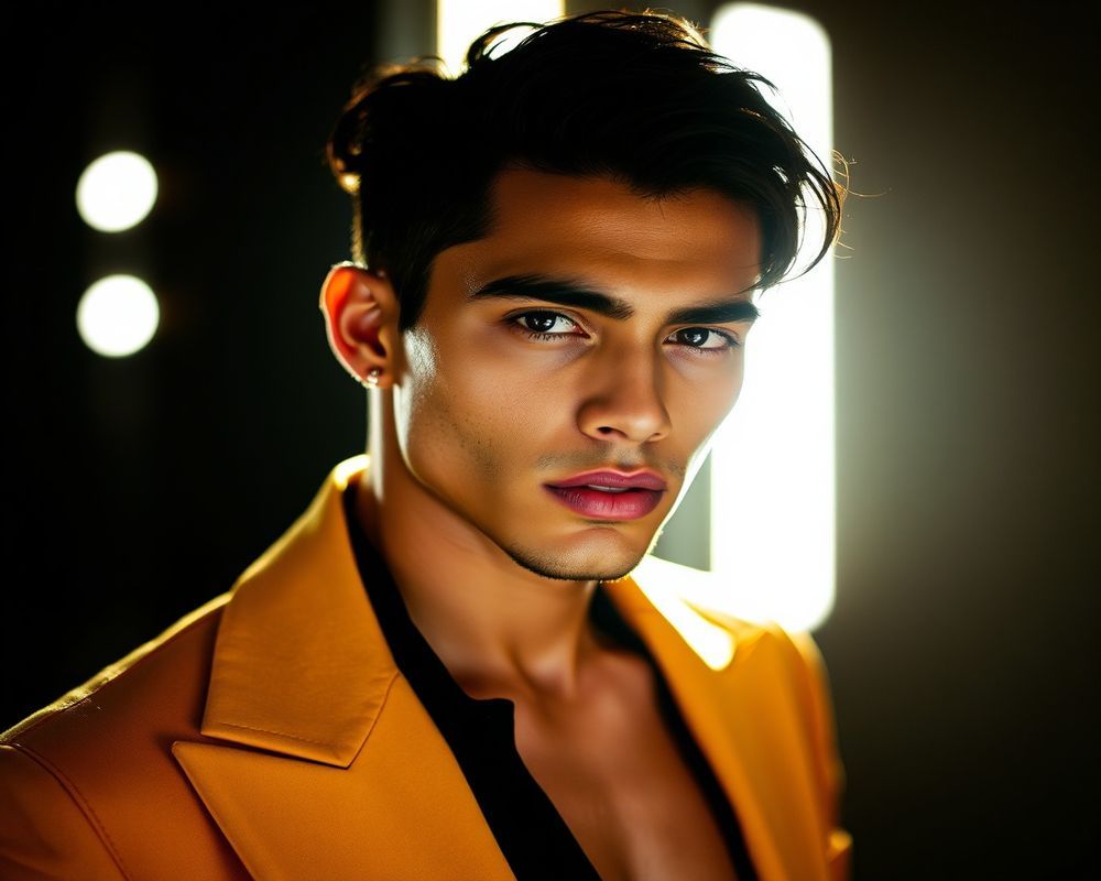 Rafael Silva high fashion editorial with dramatic lighting