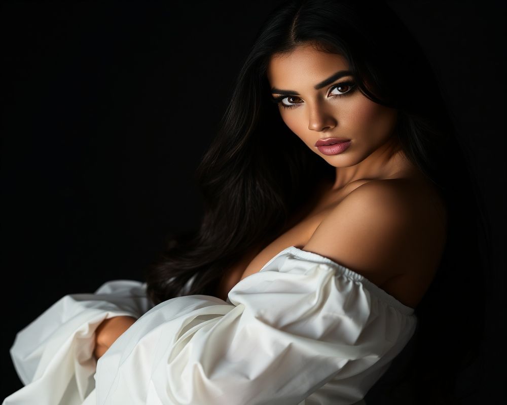 Rafaela Silva high fashion editorial with dramatic lighting