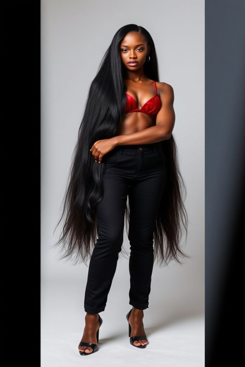 Rahel Teshome full body editorial pose in high fashion clothing