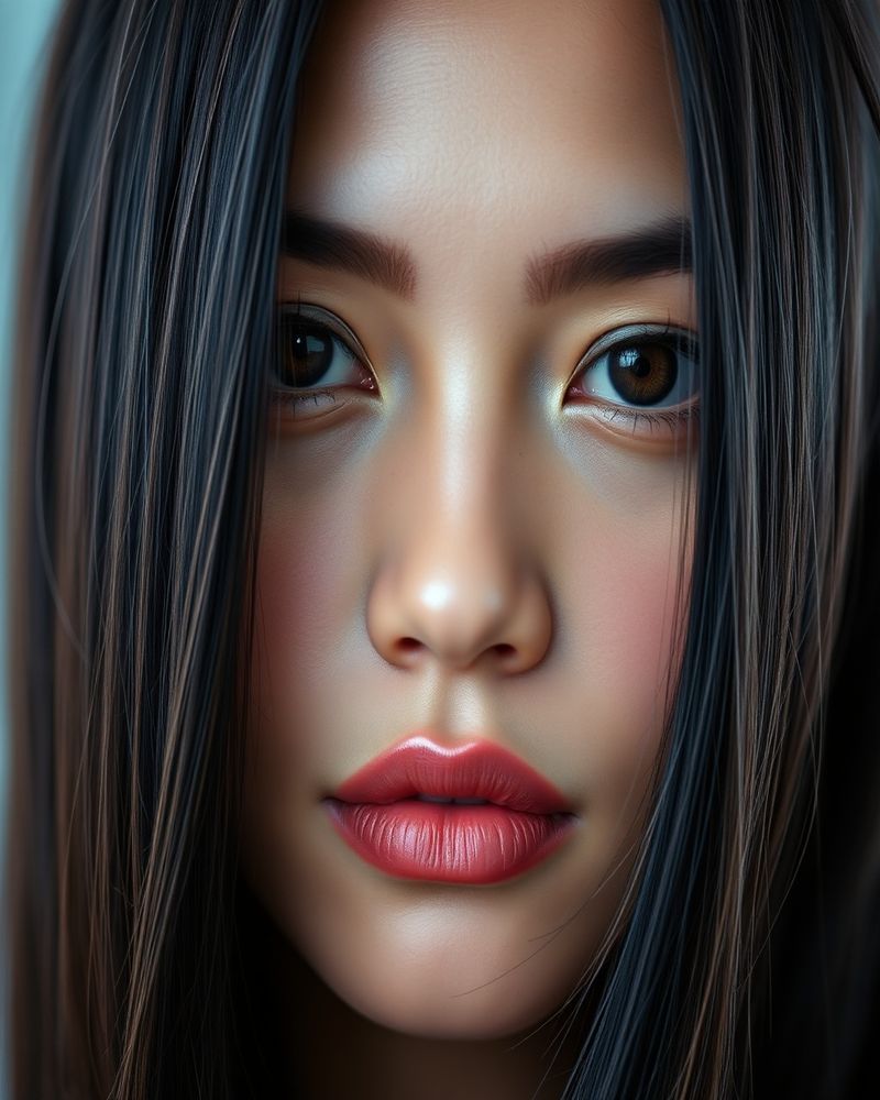 Reina Villanueva beauty close-up portrait with flawless skin