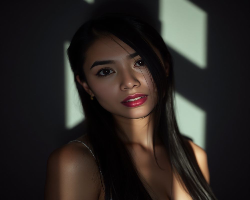 Reina Villanueva artistic creative portrait with dramatic shadows