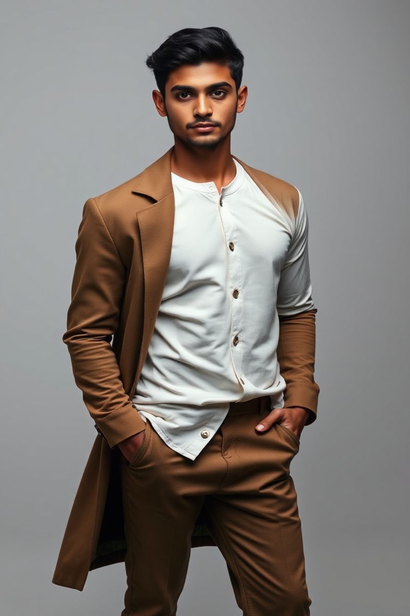 Rohan Malhotra full body editorial pose in high fashion clothing