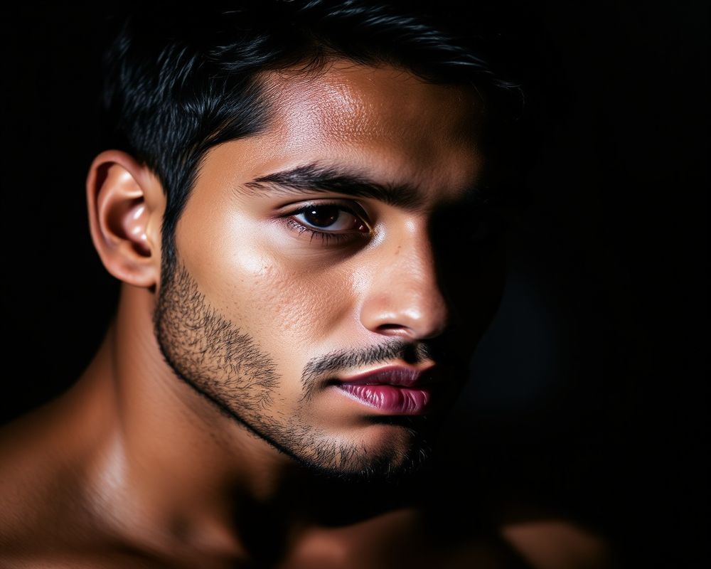 Rohan Malhotra artistic creative portrait with dramatic shadows