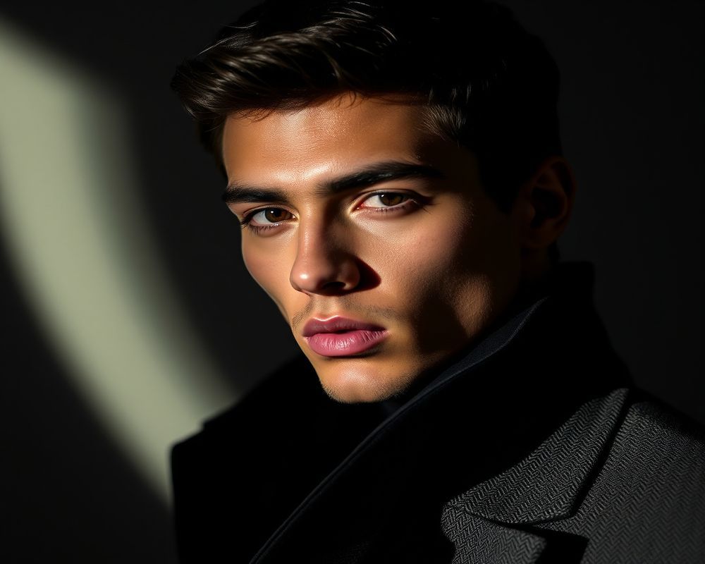 Santiago Morales high fashion editorial with dramatic lighting