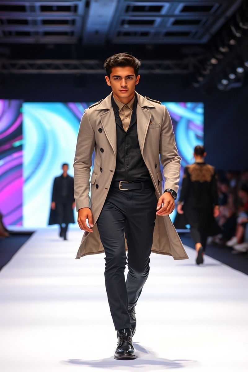 Santiago Morales fashion runway walk in designer clothing