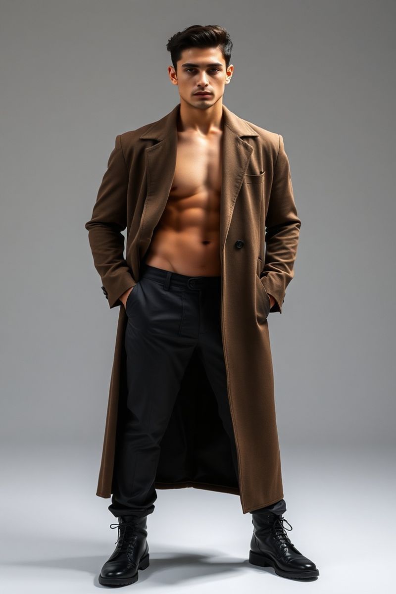 Santiago Moretti full body editorial pose in designer clothing