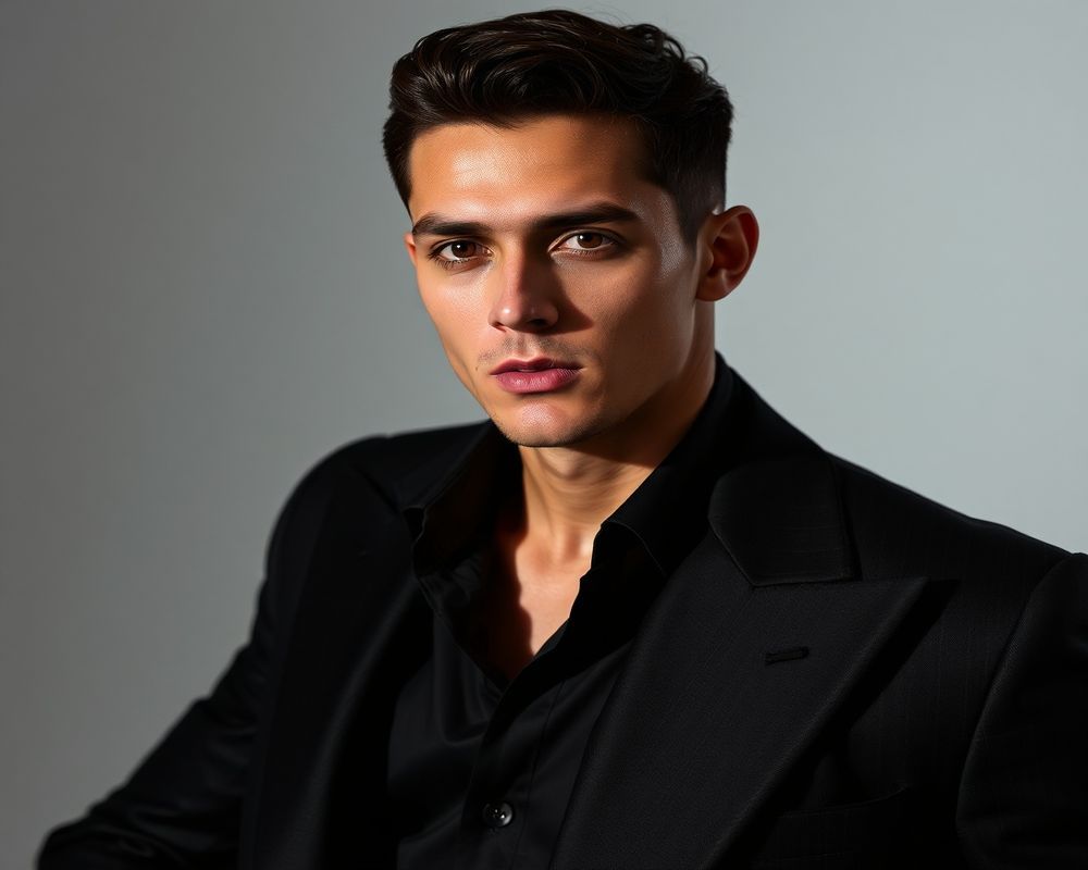 Santiago Moretti high fashion editorial with dramatic lighting