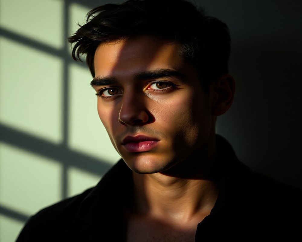 Santiago Moretti artistic creative portrait with dramatic shadows