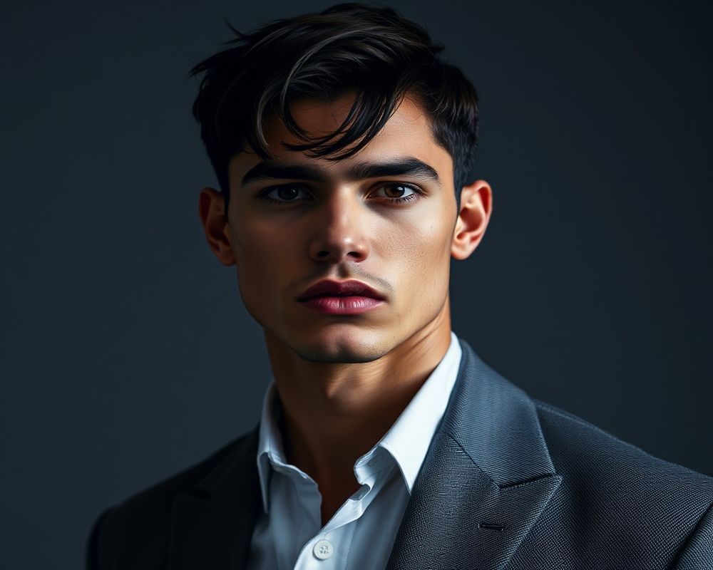 Santiago Ramírez high fashion editorial photoshoot with dramatic lighting