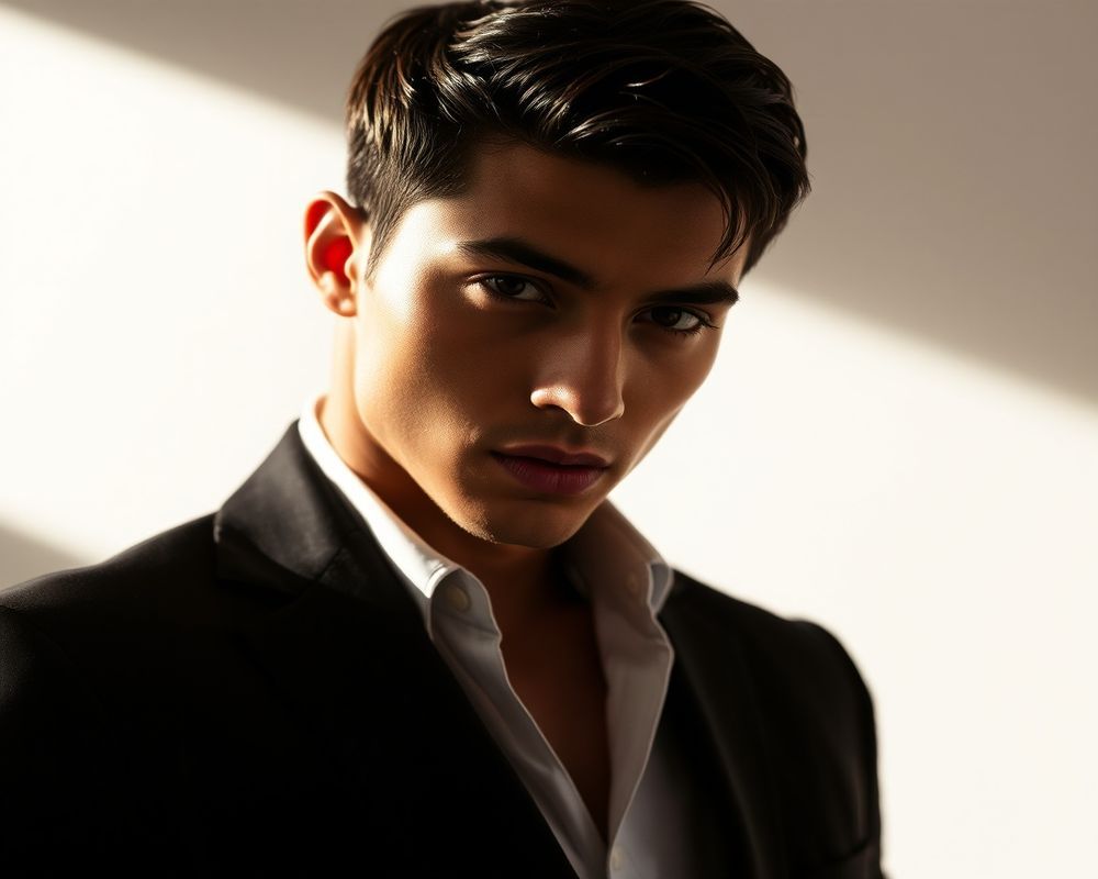 Santiago Vargas high fashion editorial with dramatic lighting