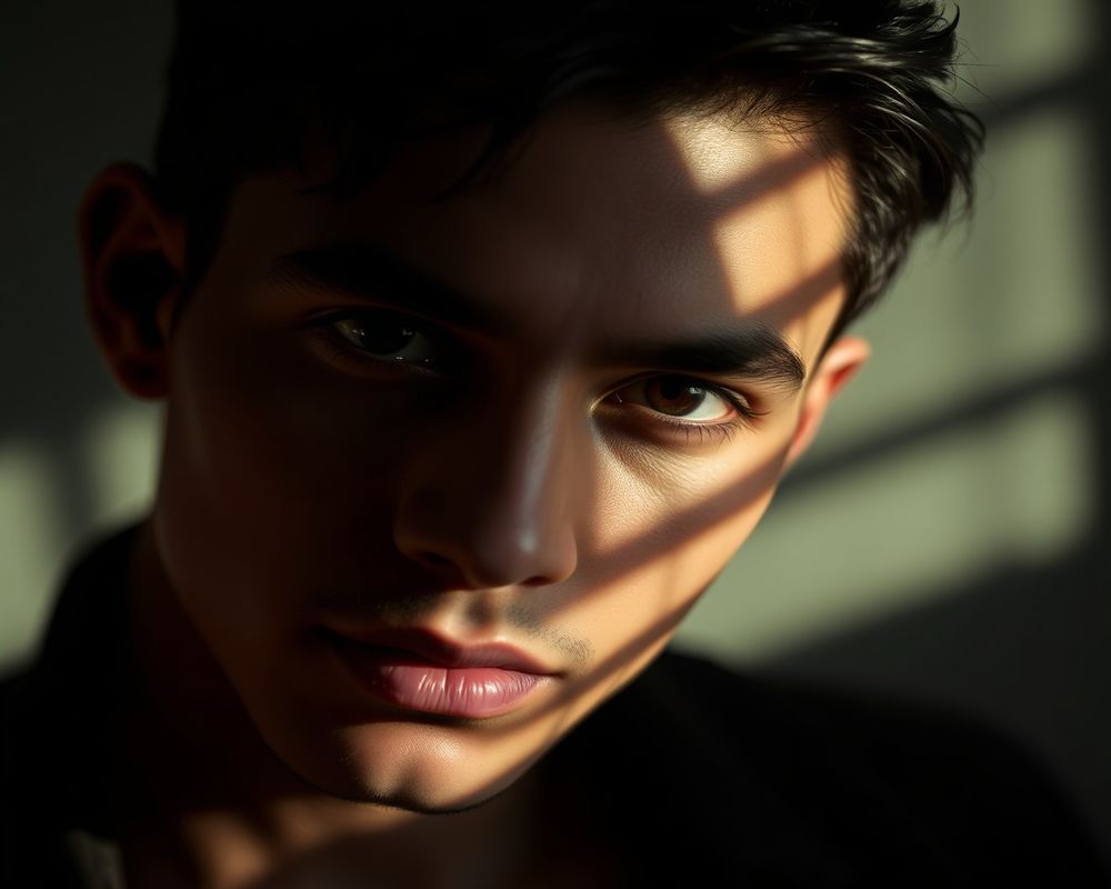 Santiago Vargas artistic creative portrait with dramatic shadows