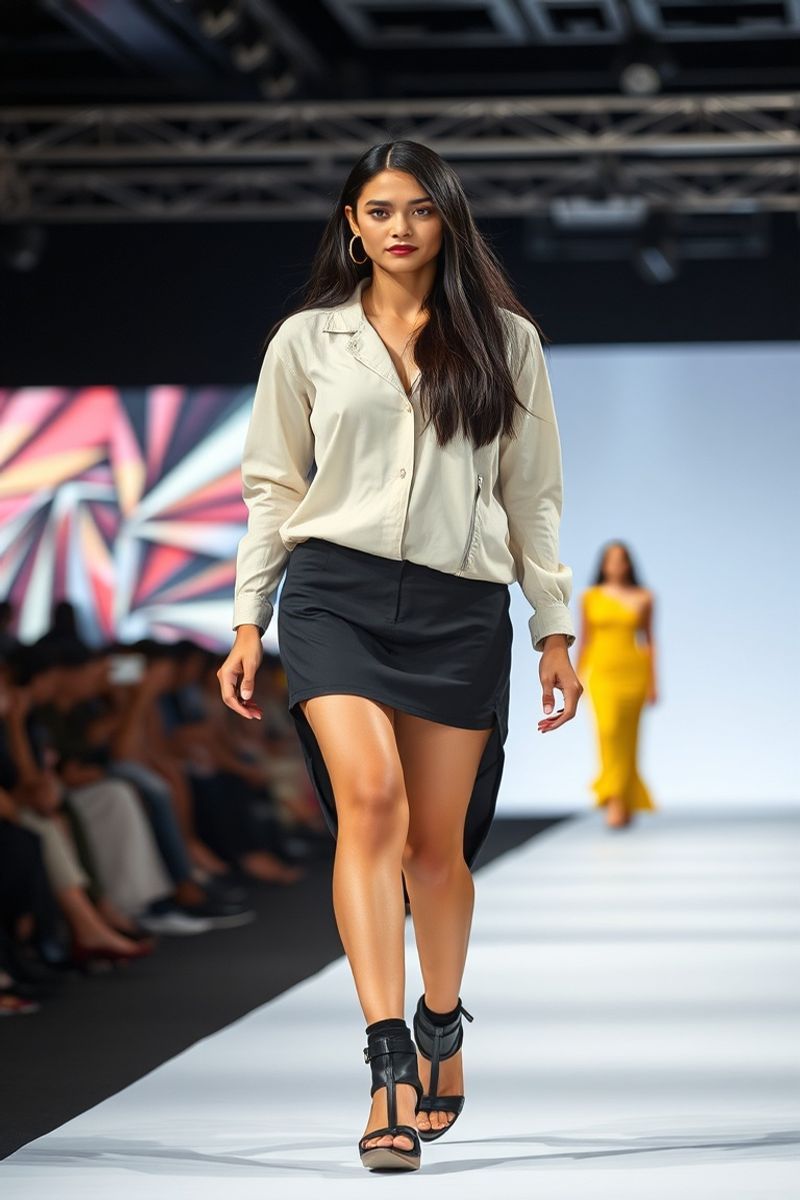 Sari Wijaya fashion runway walk in designer clothing