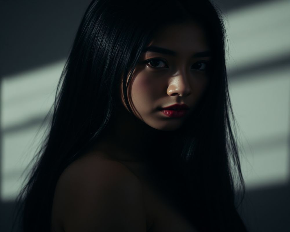 Seo-yeon Kim artistic creative portrait with dramatic shadows