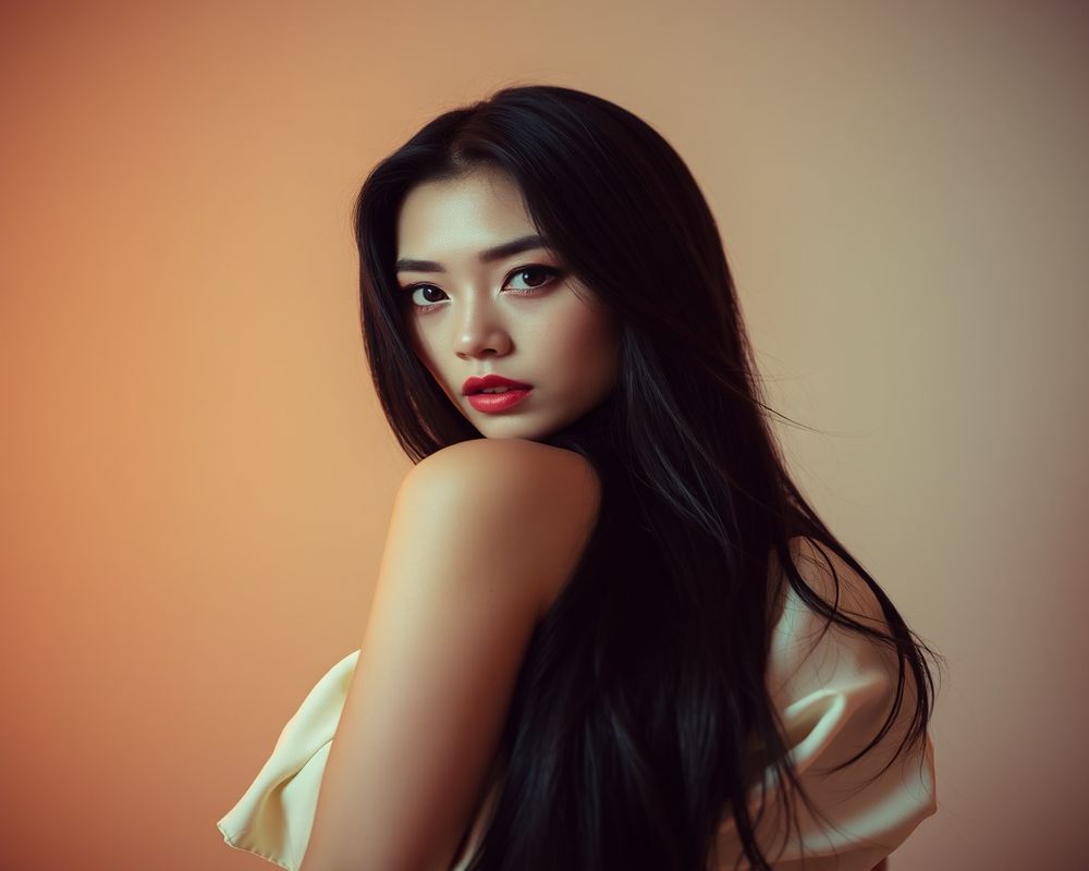 Seo-Yun Kim high fashion editorial with dramatic lighting