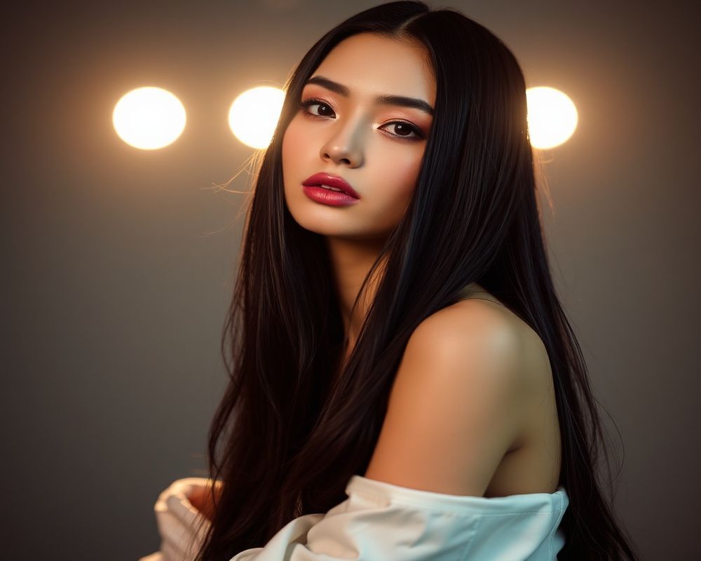 Seo-yun Park high fashion editorial with dramatic lighting