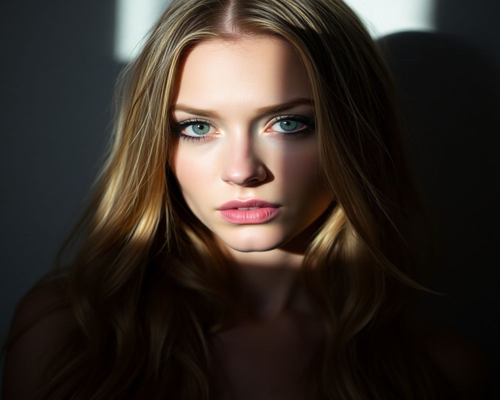 Sienna Blake artistic creative portrait with dramatic shadows