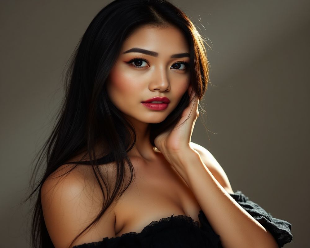 Siriporn Thananon high fashion editorial photoshoot with dramatic lighting