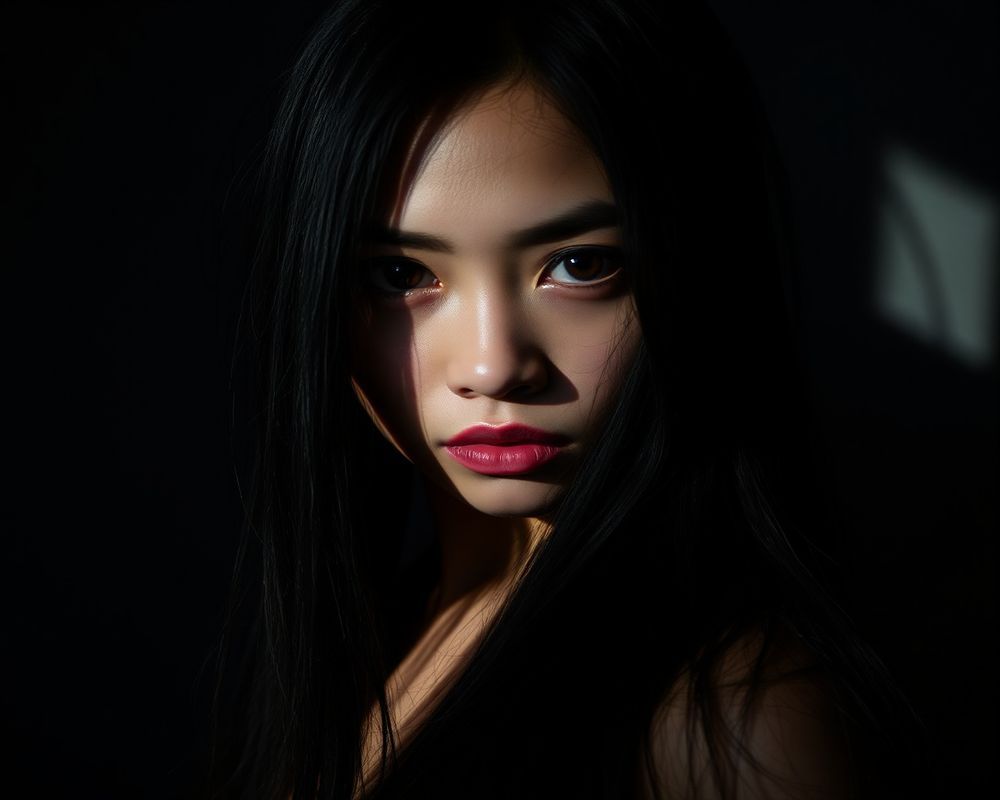 Siriporn Thananon artistic creative portrait with dramatic shadows