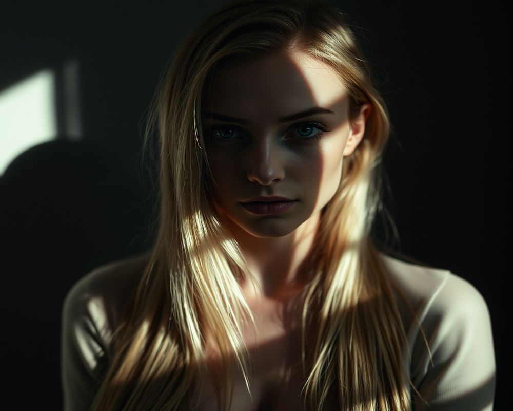 Sofia Andersson artistic creative portrait with dramatic shadows