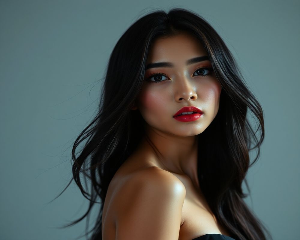 Sofia Dela Cruz high fashion editorial with dramatic lighting