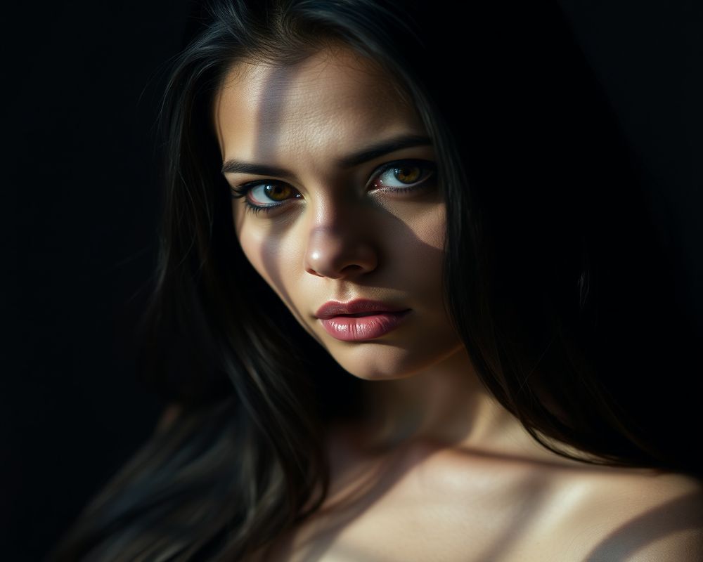 Sofia Martinez artistic creative portrait with dramatic shadows