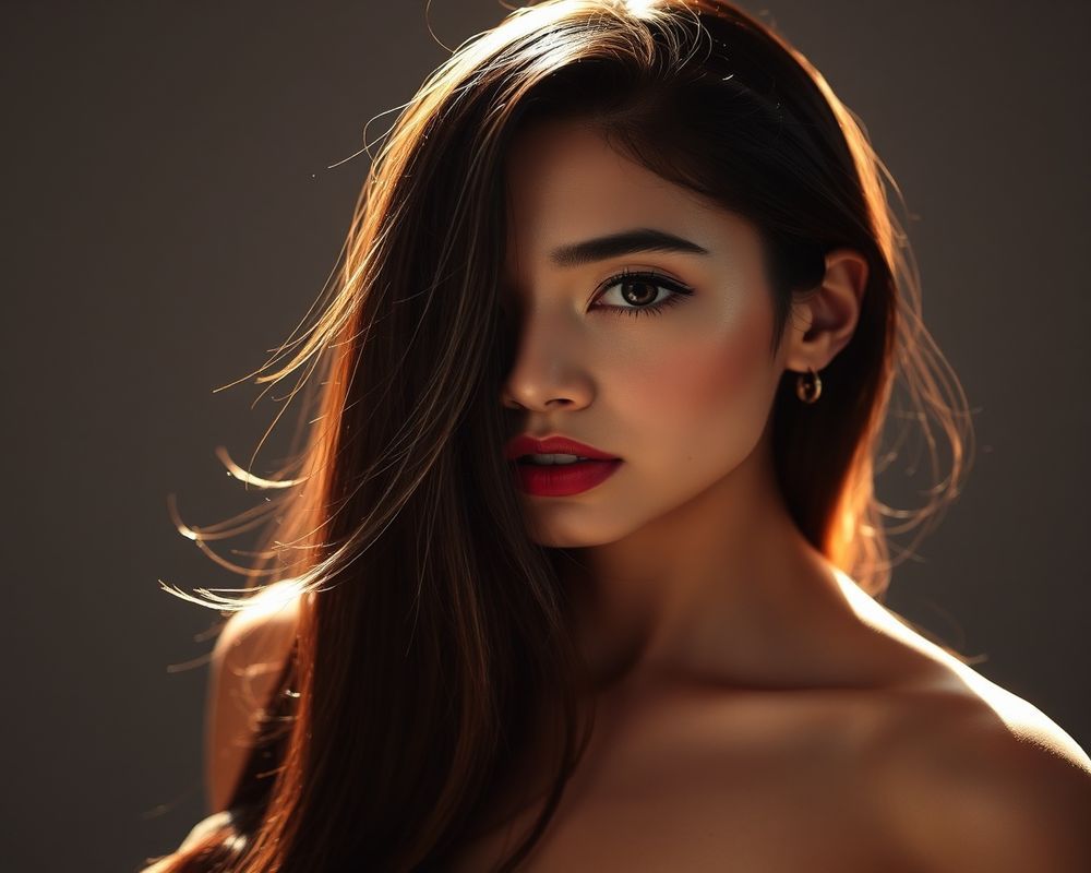 Sofia Reyes-Garcia high fashion editorial with dramatic lighting