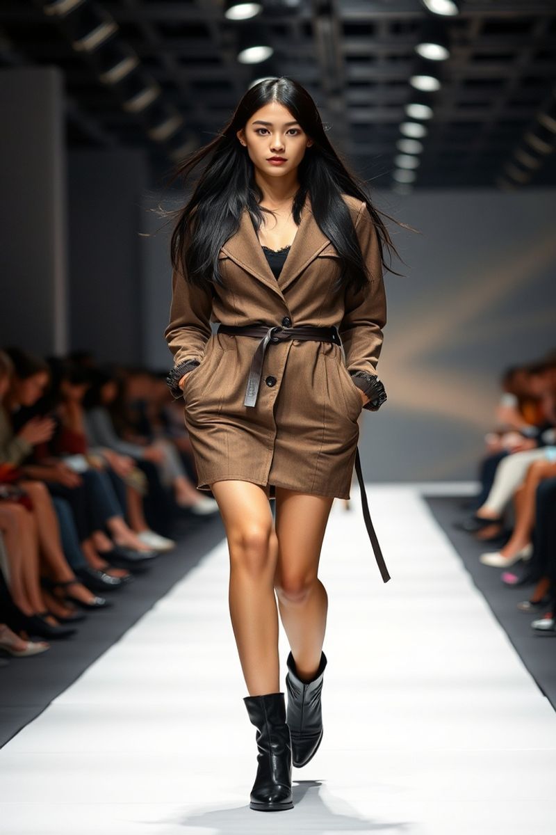 Soo-Min Han fashion runway walk in designer clothing