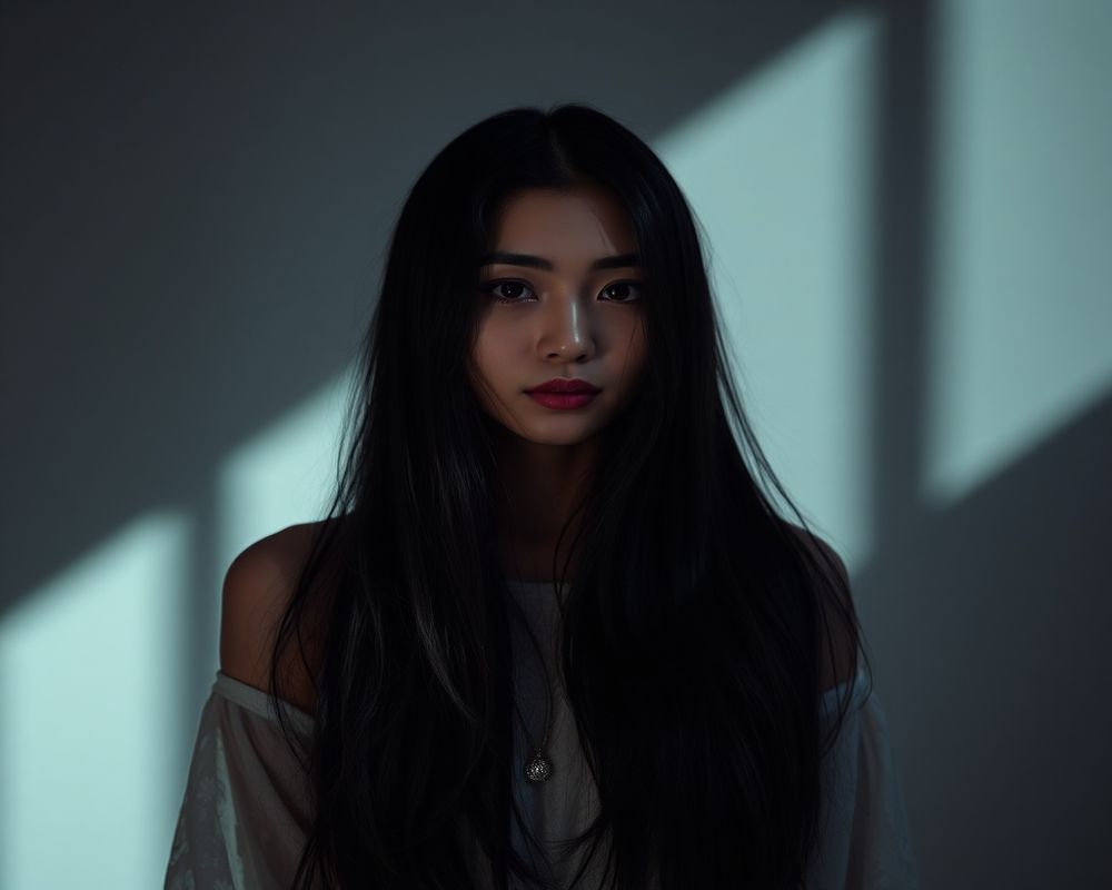 Soo-Min Han artistic creative portrait with dramatic shadows