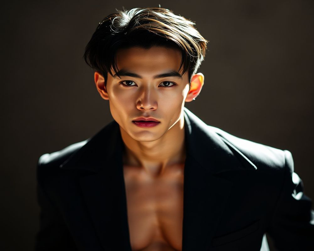 Tae-Yang Kim high fashion editorial with dramatic lighting