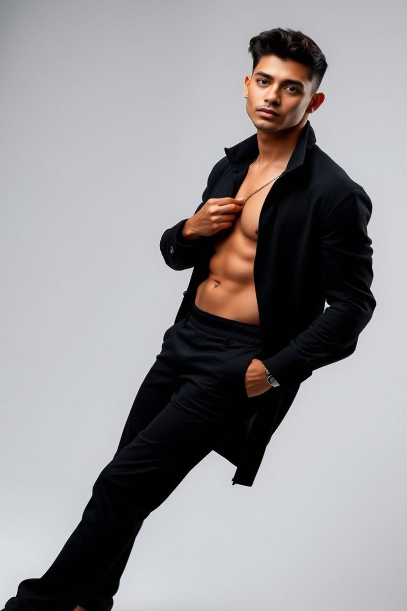 Thiago Mendes full body editorial pose