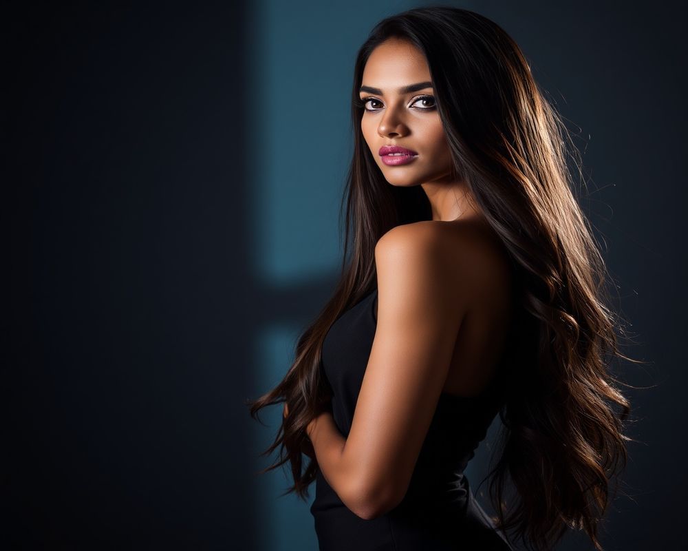 Thilini Senanayake high fashion editorial with dramatic lighting