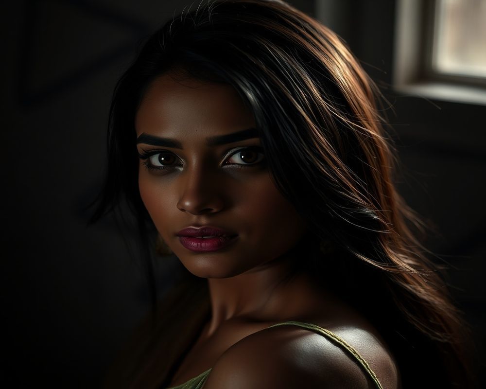 Thilini Senanayake artistic creative portrait with dramatic shadows