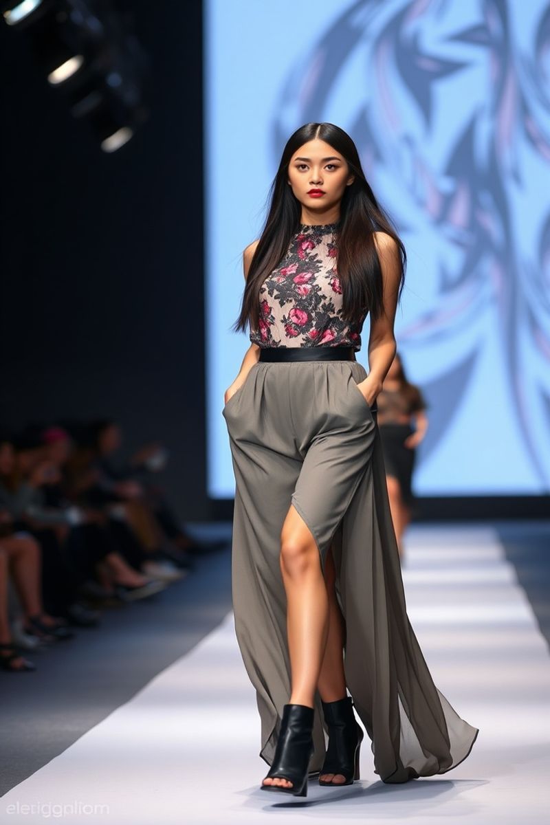 Thuy Anh Nguyen fashion runway walk in designer clothing