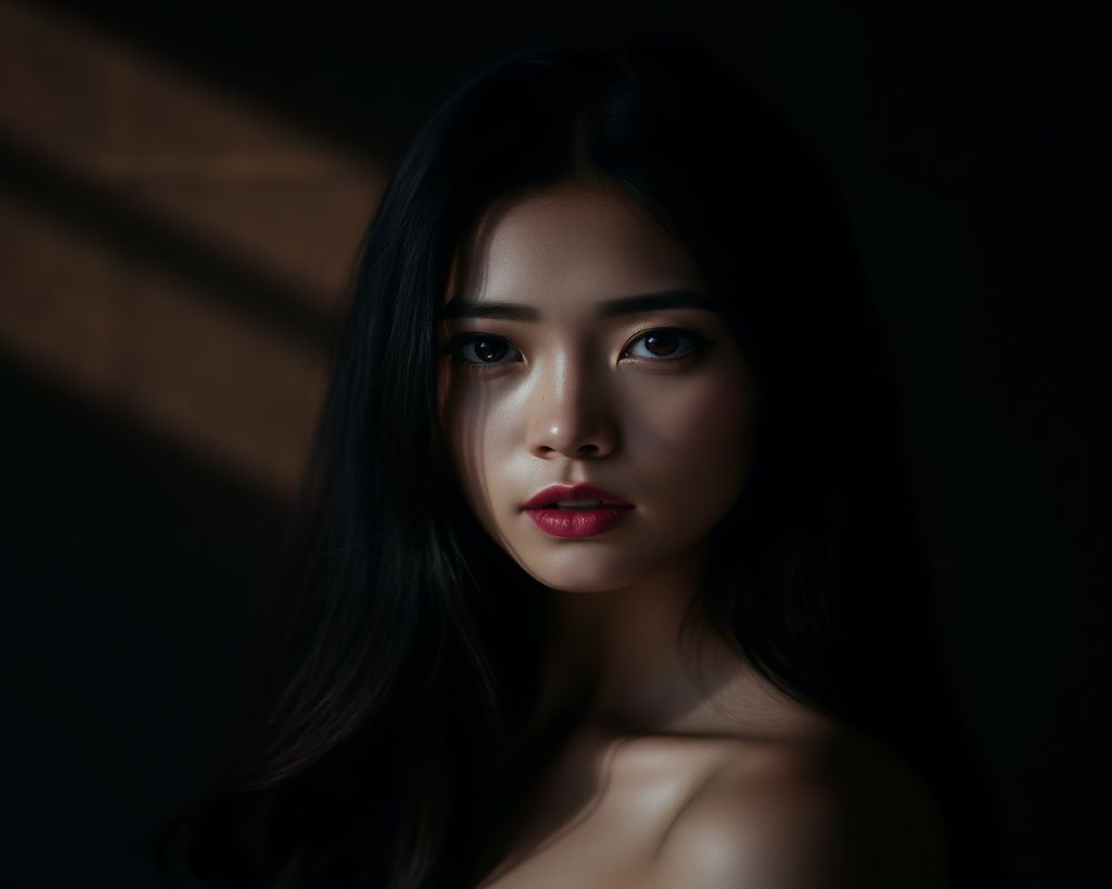 Trang Pham artistic creative portrait with dramatic shadows