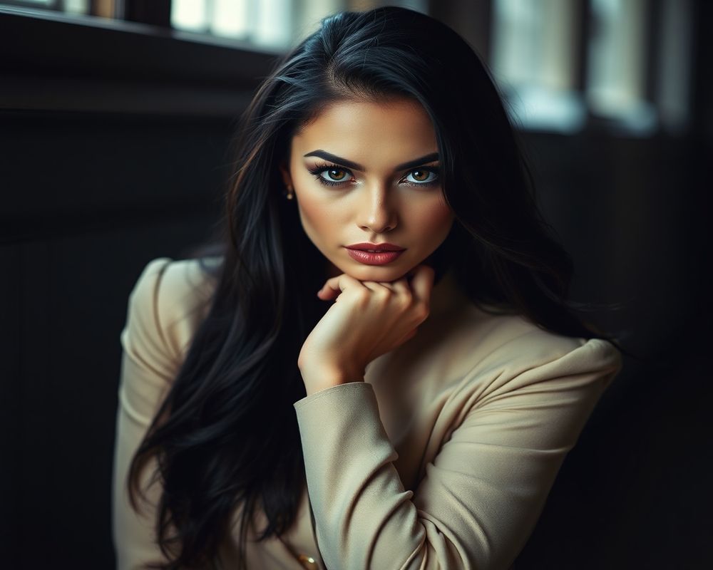 Valentina Diaz high fashion editorial with dramatic lighting