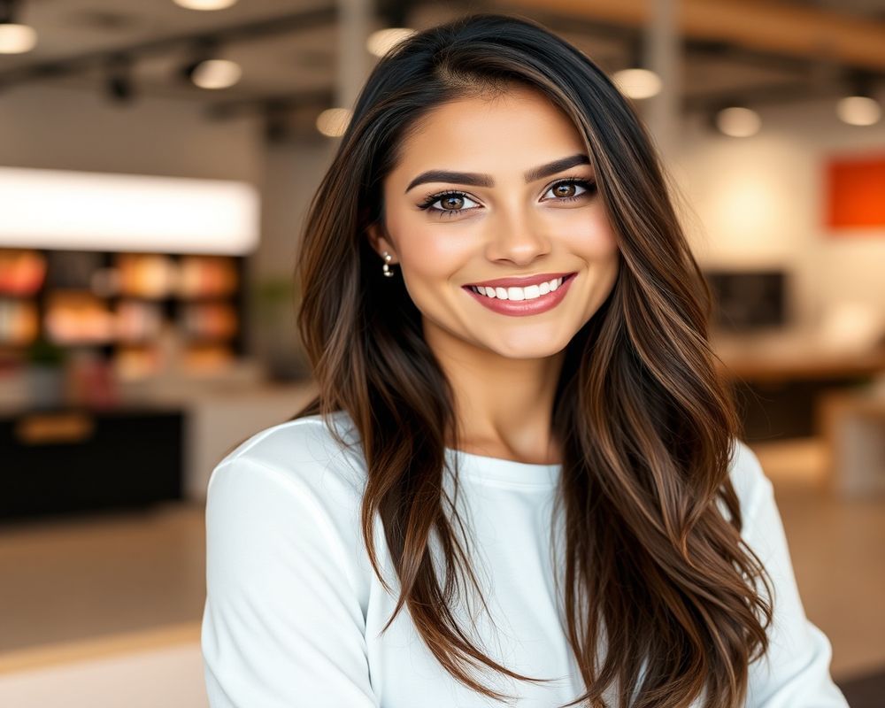 Valentina Diaz commercial brand campaign with natural smile