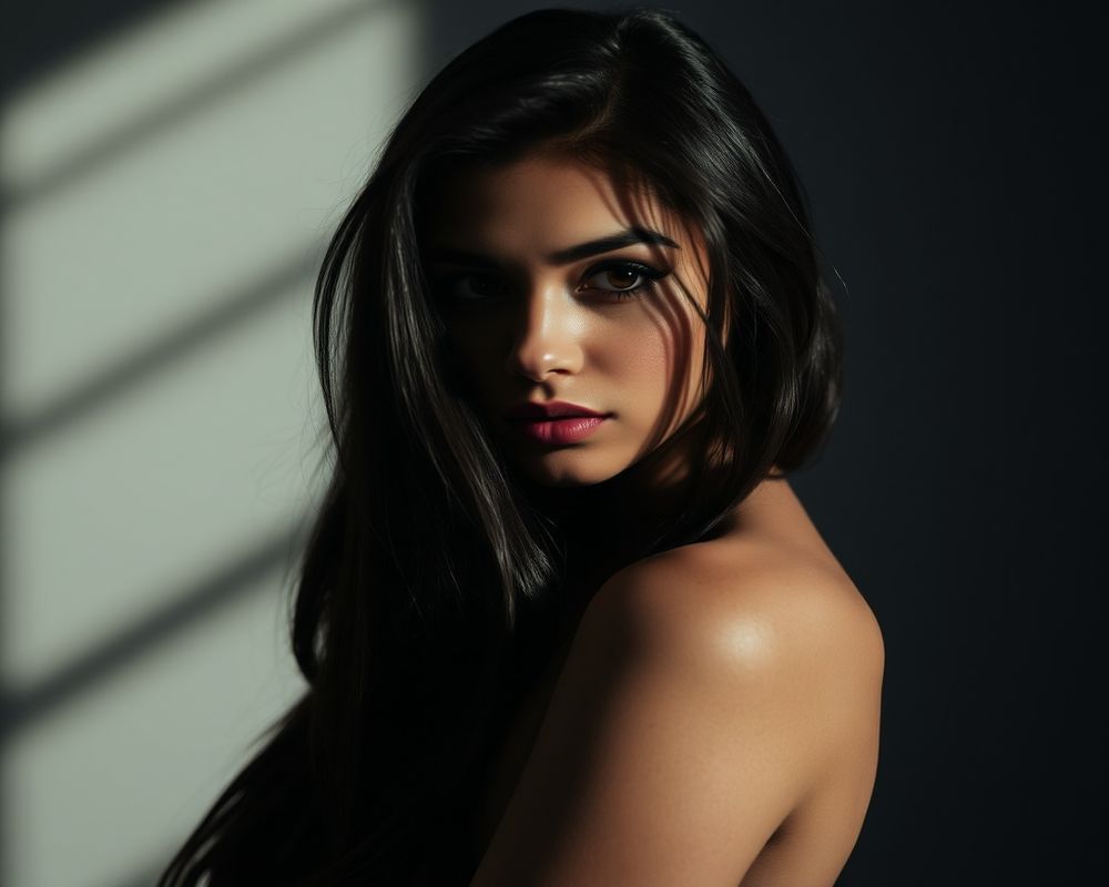 Valentina Flores artistic creative portrait with dramatic shadows