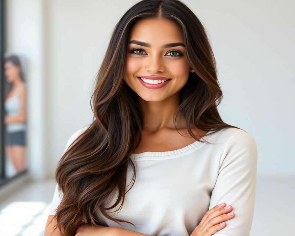 Valentina Sánchez commercial brand campaign with natural smile