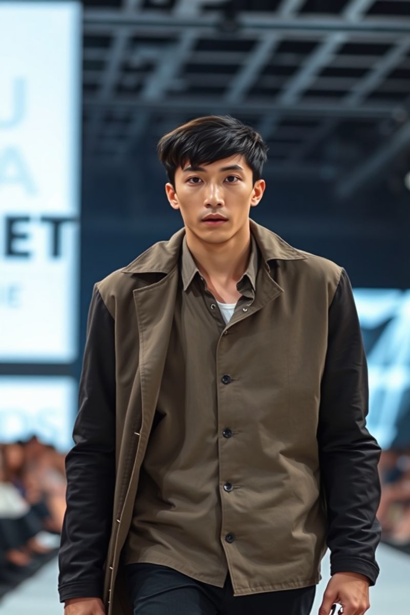 Wei Chen fashion runway walk in designer clothing