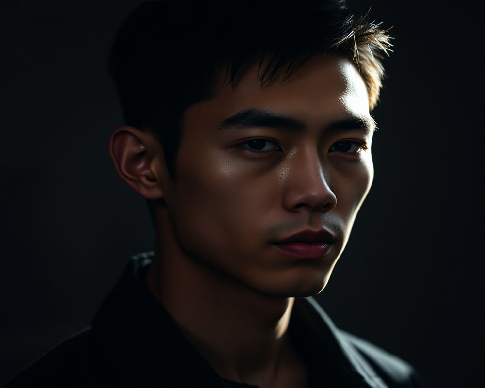 Wei Chen artistic creative portrait with dramatic shadows