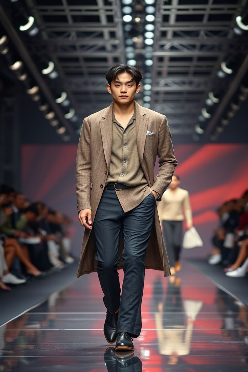 Wei Zhang fashion runway walk in designer clothing