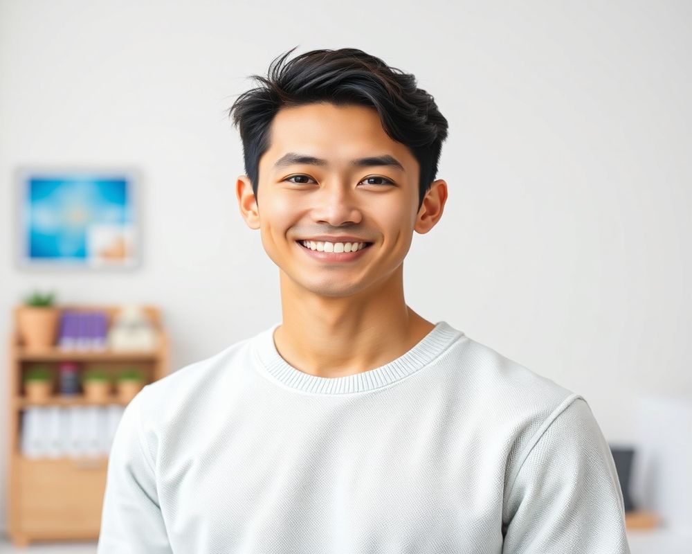 Wei Zhang commercial brand campaign with natural smile