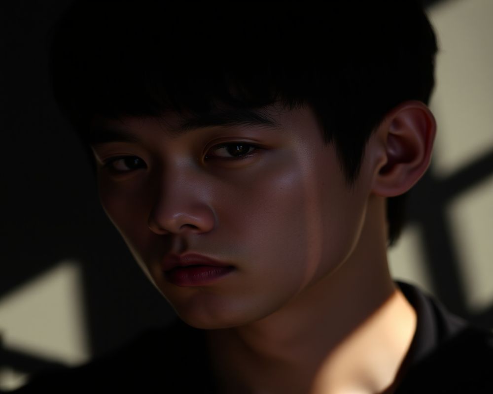 Wei Zhang artistic creative portrait with dramatic shadows