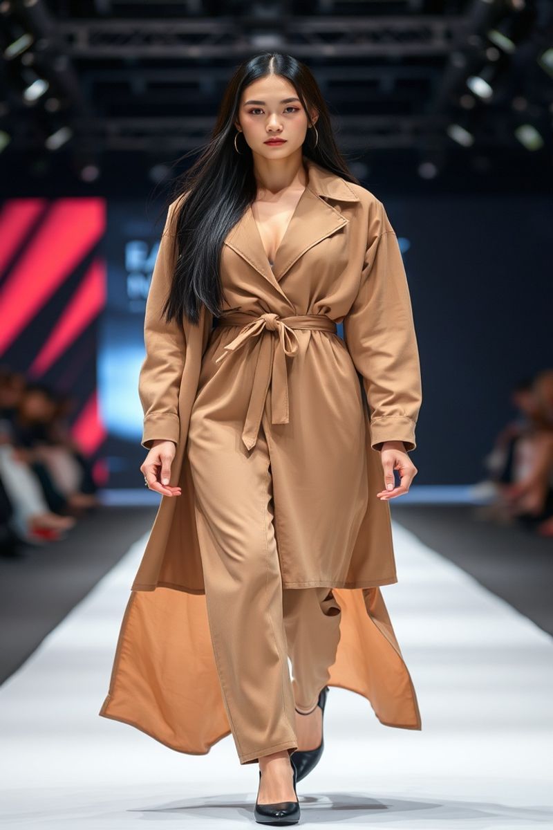 Xiaojing Chen fashion runway walk in designer clothing