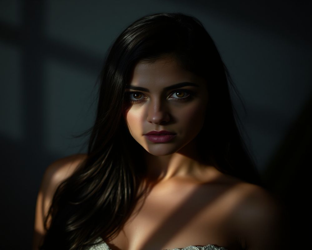 Yasmin Al-Farsi artistic creative portrait with dramatic shadows