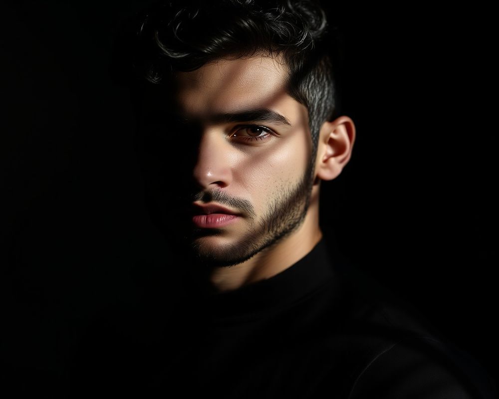 Youssef El Amrani artistic creative portrait with dramatic shadows