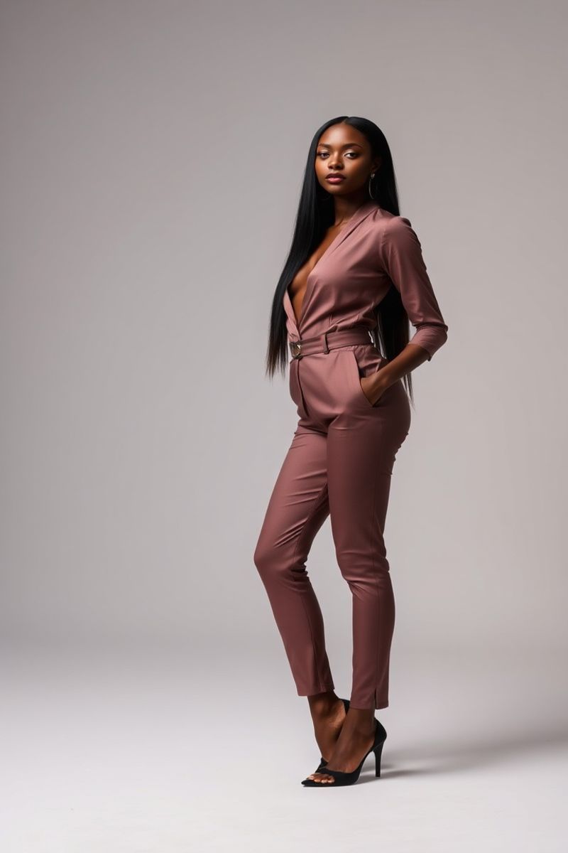 Zara Ndlovu full body editorial pose in high fashion clothing