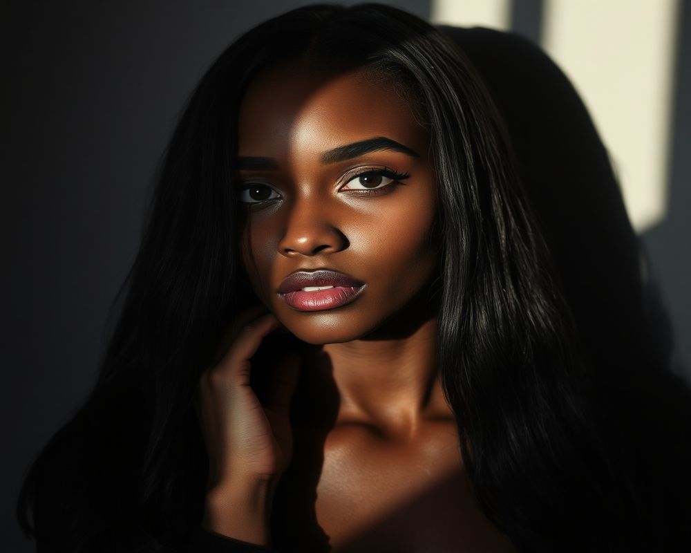 Zara Ndlovu artistic creative portrait with dramatic shadows