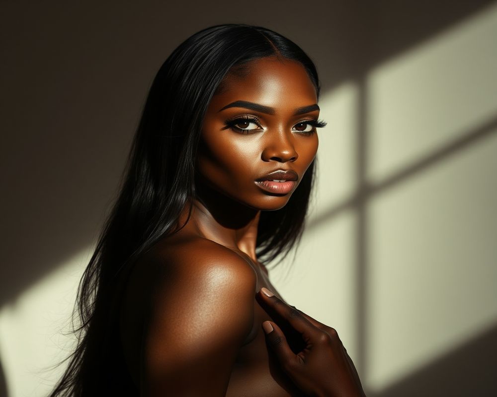 Zara Okafor high fashion editorial with dramatic lighting